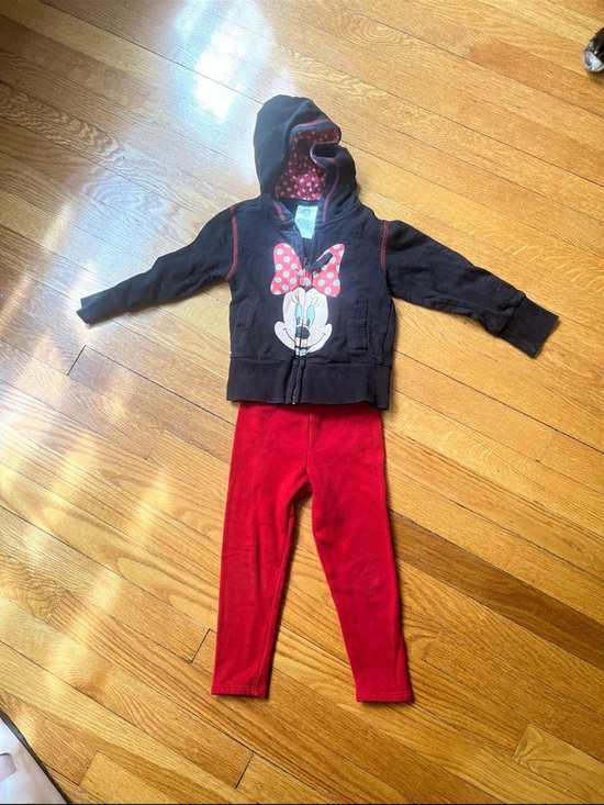Disney Other - Minnie Mouse Sweater Hoodie Jacket Red Leggings 3 3T Bundle Lot